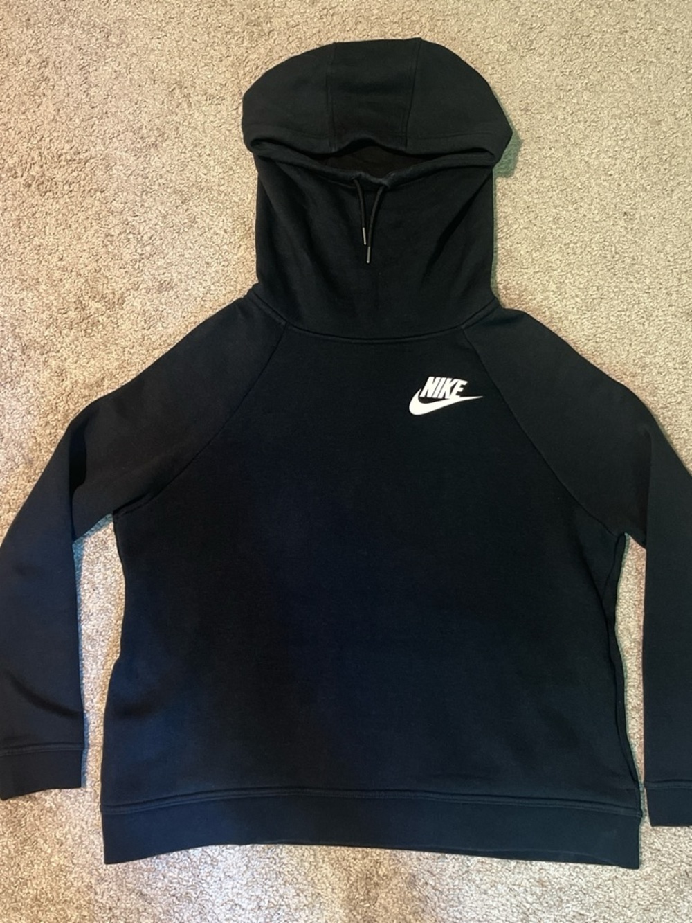 Nike Black Funnel/Cowl Neck Hoodie with White Logo